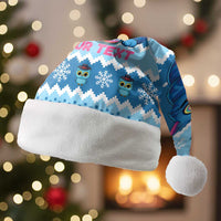 Personalized Trippy Catmas Christmas Santa Hat Cute Blue Derpy Cat and Owl Companion - Wonder Print Shop
