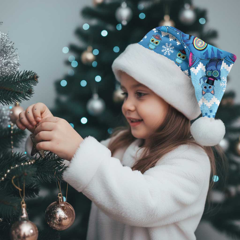 Personalized Trippy Catmas Christmas Santa Hat Cute Blue Derpy Cat and Owl Companion - Wonder Print Shop