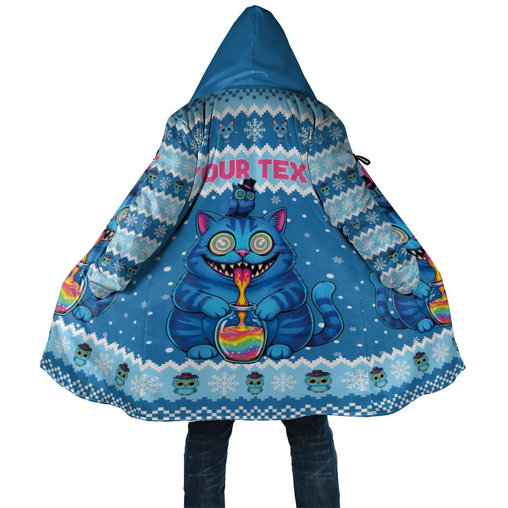 Personalized Trippy Catmas Cloak Cute Blue Derpy Cat and Owl Companion - Wonder Print Shop