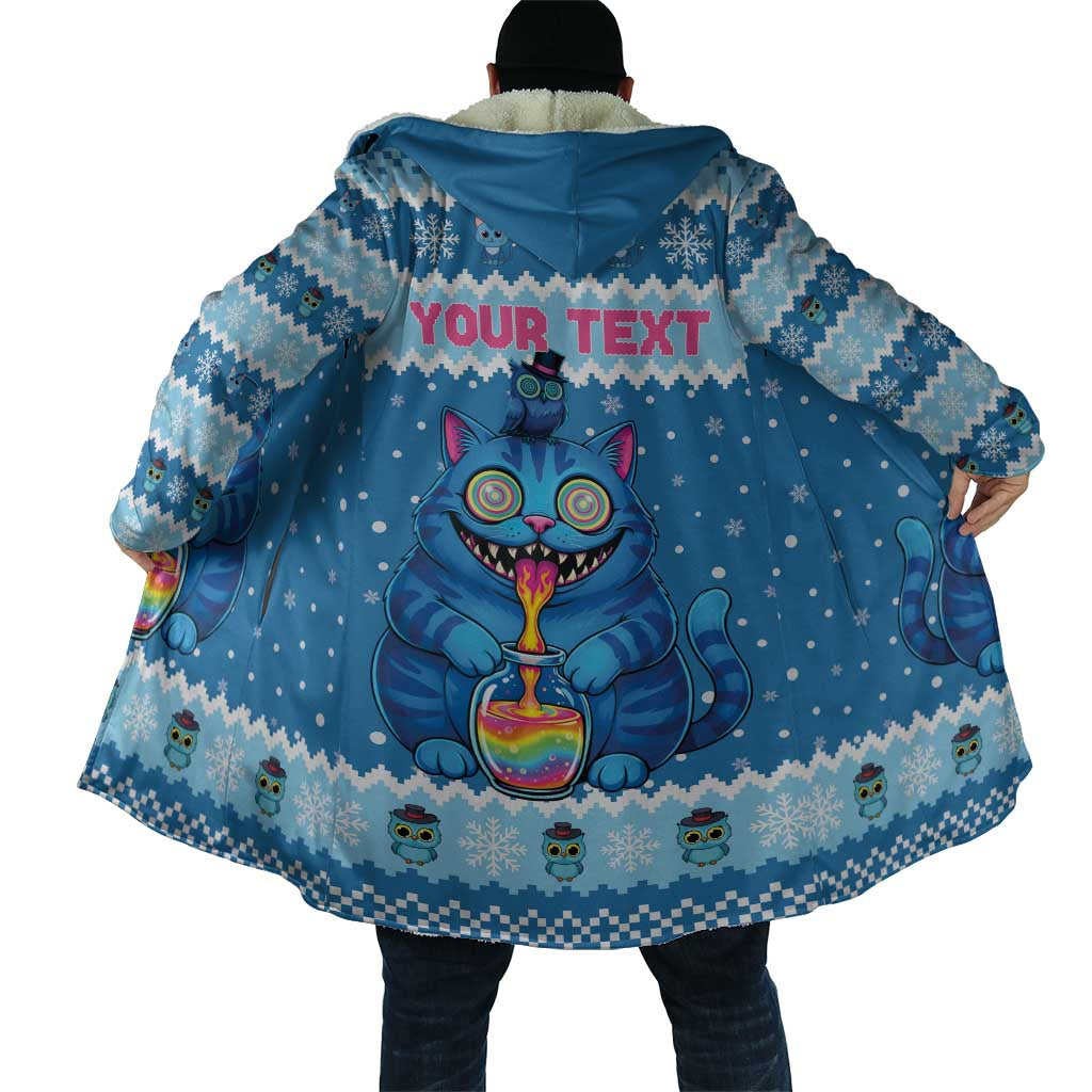 Personalized Trippy Catmas Cloak Cute Blue Derpy Cat and Owl Companion - Wonder Print Shop