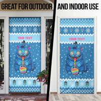 Personalized Trippy Catmas Door Cover Cute Blue Derpy Cat and Owl Companion - Wonder Print Shop