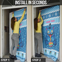 Personalized Trippy Catmas Door Cover Cute Blue Derpy Cat and Owl Companion - Wonder Print Shop