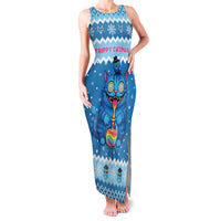 Personalized Trippy Catmas Family Matching Tank Maxi Dress and Hawaiian Shirt Cute Blue Derpy Cat and Owl Companion - Wonder Print Shop