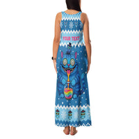 Personalized Trippy Catmas Family Matching Tank Maxi Dress and Hawaiian Shirt Cute Blue Derpy Cat and Owl Companion - Wonder Print Shop