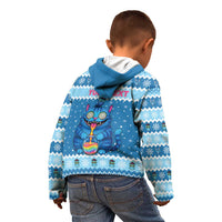Personalized Trippy Catmas Kid Hoodie Cute Blue Derpy Cat and Owl Companion - Wonder Print Shop