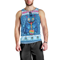 Personalized Trippy Catmas Men Tank Top Cute Blue Derpy Cat and Owl Companion - Wonder Print Shop
