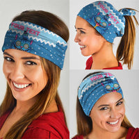 Personalized Trippy Catmas Neck Gaiter Cute Blue Derpy Cat and Owl Companion - Wonder Print Shop