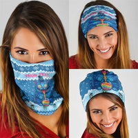 Personalized Trippy Catmas Neck Gaiter Cute Blue Derpy Cat and Owl Companion - Wonder Print Shop