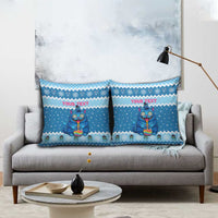 Personalized Trippy Catmas Pillow Cover Cute Blue Derpy Cat and Owl Companion - Wonder Print Shop
