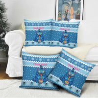Personalized Trippy Catmas Pillow Cover Cute Blue Derpy Cat and Owl Companion - Wonder Print Shop