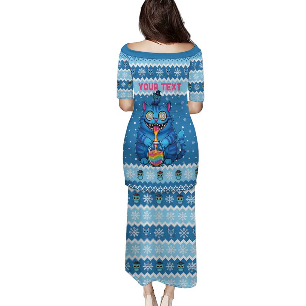 Personalized Trippy Catmas Puletasi Cute Blue Derpy Cat and Owl Companion - Wonder Print Shop