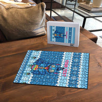 Personalized Trippy Catmas Puzzle Cute Blue Derpy Cat and Owl Companion - Wonder Print Shop