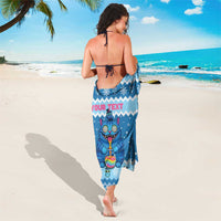 Personalized Trippy Catmas Sarong Cute Blue Derpy Cat and Owl Companion - Wonder Print Shop