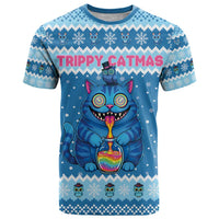 Personalized Trippy Catmas T Shirt Cute Blue Derpy Cat and Owl Companion - Wonder Print Shop