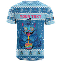 Personalized Trippy Catmas T Shirt Cute Blue Derpy Cat and Owl Companion - Wonder Print Shop