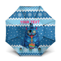 Personalized Trippy Catmas Umbrella Cute Blue Derpy Cat and Owl Companion - Wonder Print Shop