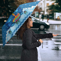 Personalized Trippy Catmas Umbrella Cute Blue Derpy Cat and Owl Companion - Wonder Print Shop