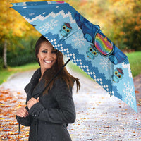 Personalized Trippy Catmas Umbrella Cute Blue Derpy Cat and Owl Companion - Wonder Print Shop