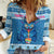 Personalized Trippy Catmas Women Casual Shirt Cute Blue Derpy Cat and Owl Companion - Wonder Print Shop