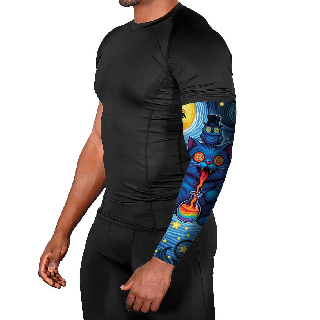 Trippy Cat and Owl Arm Sleeves Starry Psychedelic Vibes - Wonder Print Shop