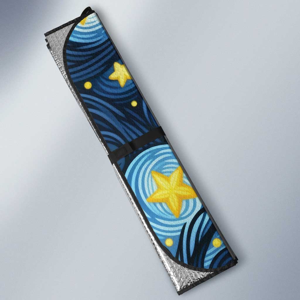 Trippy Cat and Owl Auto Sun Shade Starry Psychedelic Vibes - Wonder Print Shop