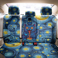 Trippy Cat and Owl Back Car Seat Cover Starry Psychedelic Vibes - Wonder Print Shop