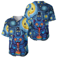 Trippy Cat and Owl Baseball Jersey Starry Psychedelic Vibes - Wonder Print Shop