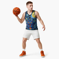 Trippy Cat and Owl Basketball Jersey Starry Psychedelic Vibes - Wonder Print Shop
