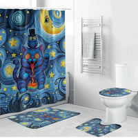 Trippy Cat and Owl Bathroom Set Starry Psychedelic Vibes - Wonder Print Shop