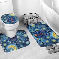 Trippy Cat and Owl Bathroom Set Starry Psychedelic Vibes - Wonder Print Shop