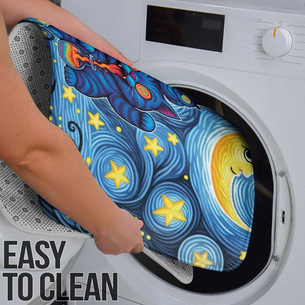 Trippy Cat and Owl Bathroom Set Starry Psychedelic Vibes - Wonder Print Shop
