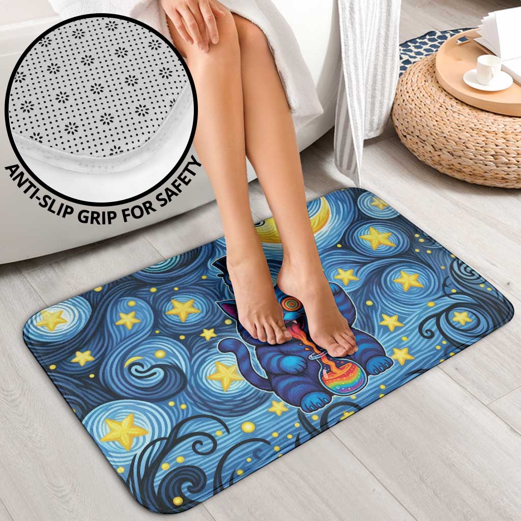 Trippy Cat and Owl Bathroom Set Starry Psychedelic Vibes - Wonder Print Shop