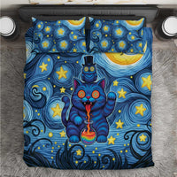 Trippy Cat and Owl Bedding Set Starry Psychedelic Vibes - Wonder Print Shop