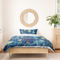 Trippy Cat and Owl Bedding Set Starry Psychedelic Vibes - Wonder Print Shop