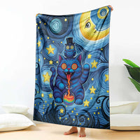 Trippy Cat and Owl Blanket Starry Psychedelic Vibes - Wonder Print Shop
