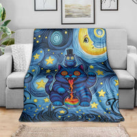 Trippy Cat and Owl Blanket Starry Psychedelic Vibes - Wonder Print Shop