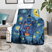 Trippy Cat and Owl Blanket Starry Psychedelic Vibes - Wonder Print Shop