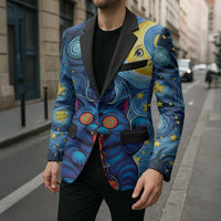 Trippy Cat and Owl Blazer Starry Psychedelic Vibes - Wonder Print Shop