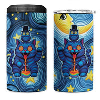 Trippy Cat and Owl 4 in 1 Can Cooler Tumbler Starry Psychedelic Vibes - Wonder Print Shop