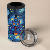 Trippy Cat and Owl 4 in 1 Can Cooler Tumbler Starry Psychedelic Vibes - Wonder Print Shop