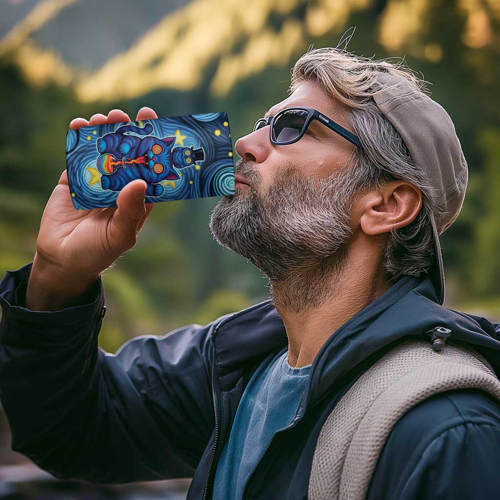 Trippy Cat and Owl 4 in 1 Can Cooler Tumbler Starry Psychedelic Vibes - Wonder Print Shop