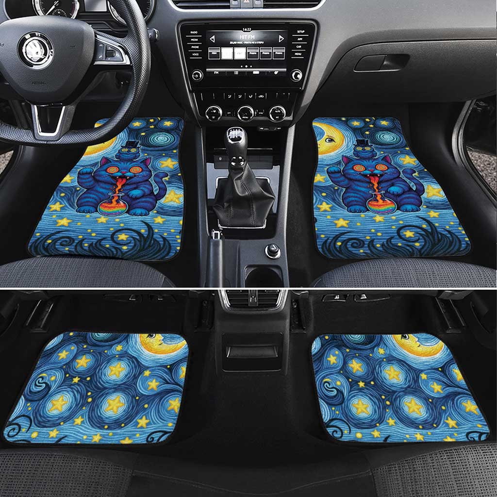 Trippy Cat and Owl Car Mats Starry Psychedelic Vibes - Wonder Print Shop