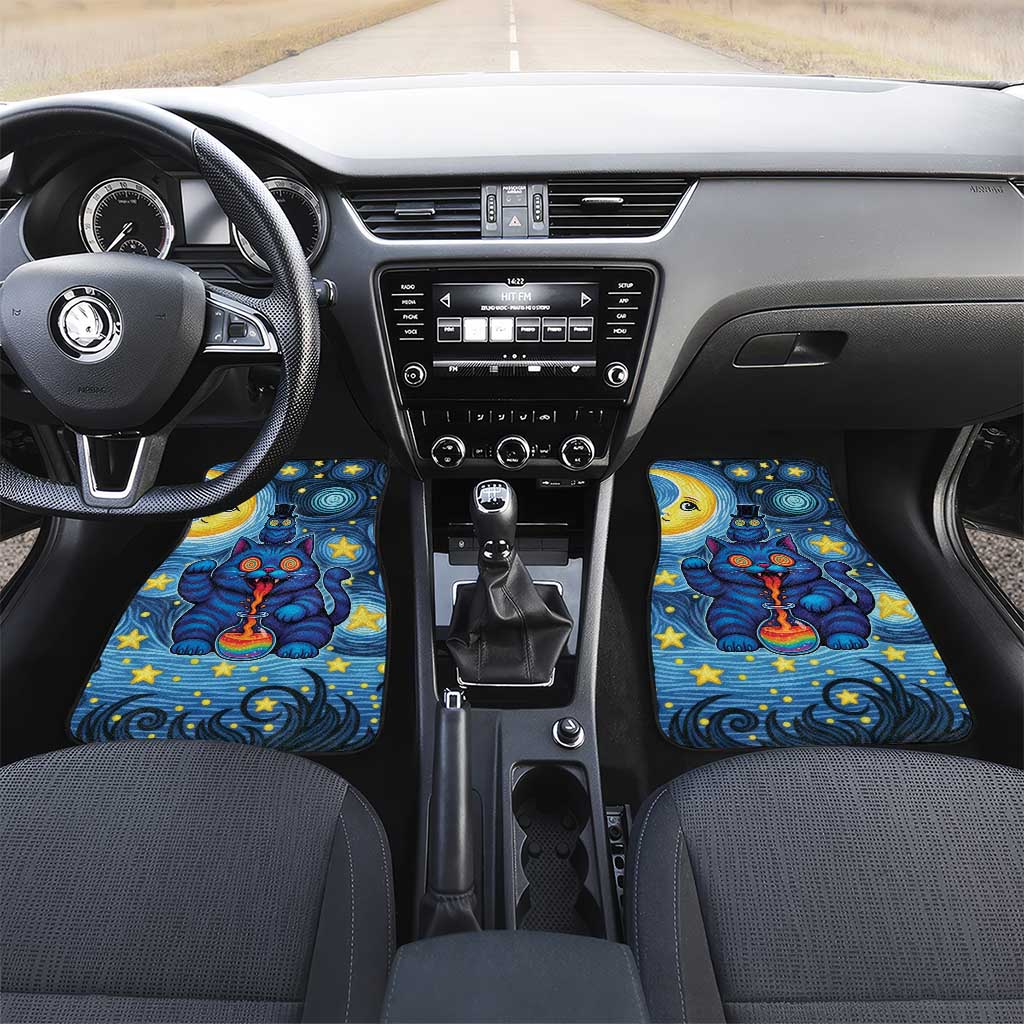 Trippy Cat and Owl Car Mats Starry Psychedelic Vibes - Wonder Print Shop