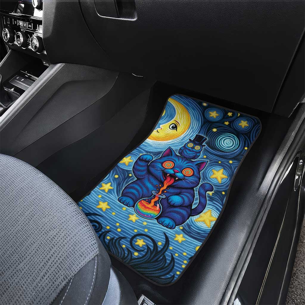 Trippy Cat and Owl Car Mats Starry Psychedelic Vibes - Wonder Print Shop