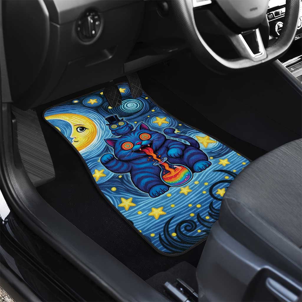 Trippy Cat and Owl Car Mats Starry Psychedelic Vibes - Wonder Print Shop