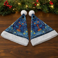 Trippy Cat and Owl Christmas Santa Hat Starry Psychedelic Vibes - Wonder Print Shop