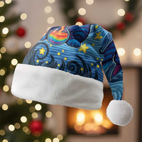 Trippy Cat and Owl Christmas Santa Hat Starry Psychedelic Vibes - Wonder Print Shop