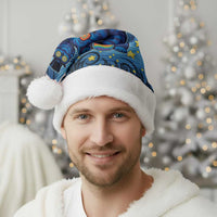 Trippy Cat and Owl Christmas Santa Hat Starry Psychedelic Vibes - Wonder Print Shop