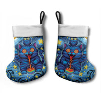 Trippy Cat and Owl Christmas Stocking Starry Psychedelic Vibes - Wonder Print Shop