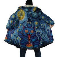 Trippy Cat and Owl Cloak Starry Psychedelic Vibes - Wonder Print Shop